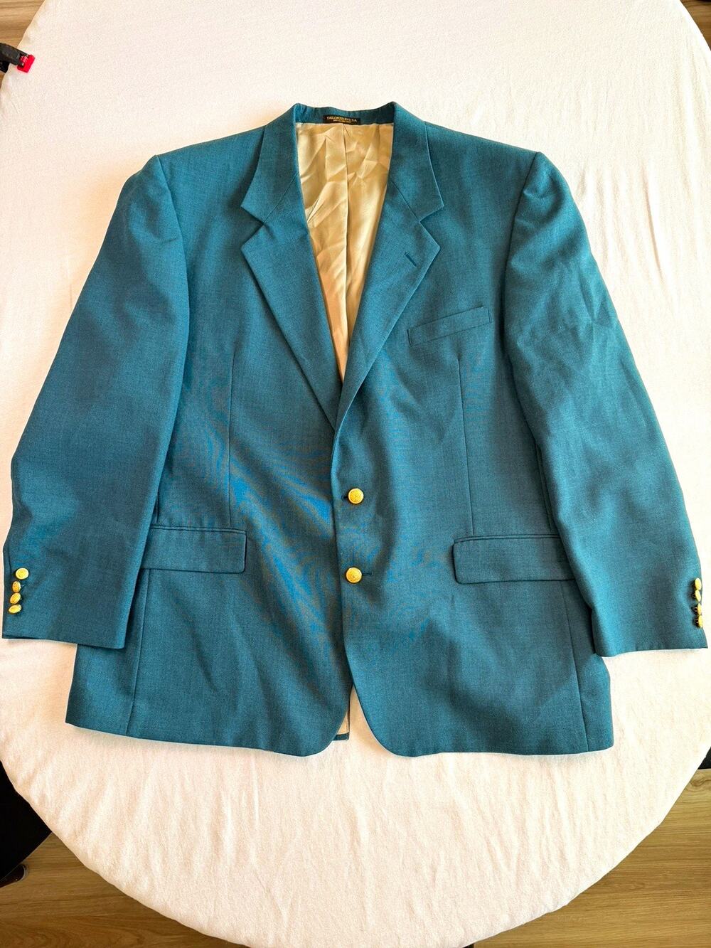 Hardwick Clothes Wool Blend Teal Blazer Sport Coat 48L 2-Button Notch